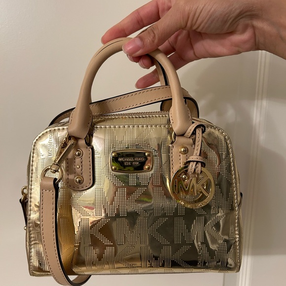 MICHAEL Michael Kors Metallic Gold Cindy Dome Satchel Bag - Picture 2 of 9